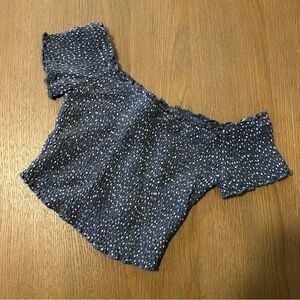 Abercrombie & Fitch Blue Smocked Off-Shoulder Dotted Top